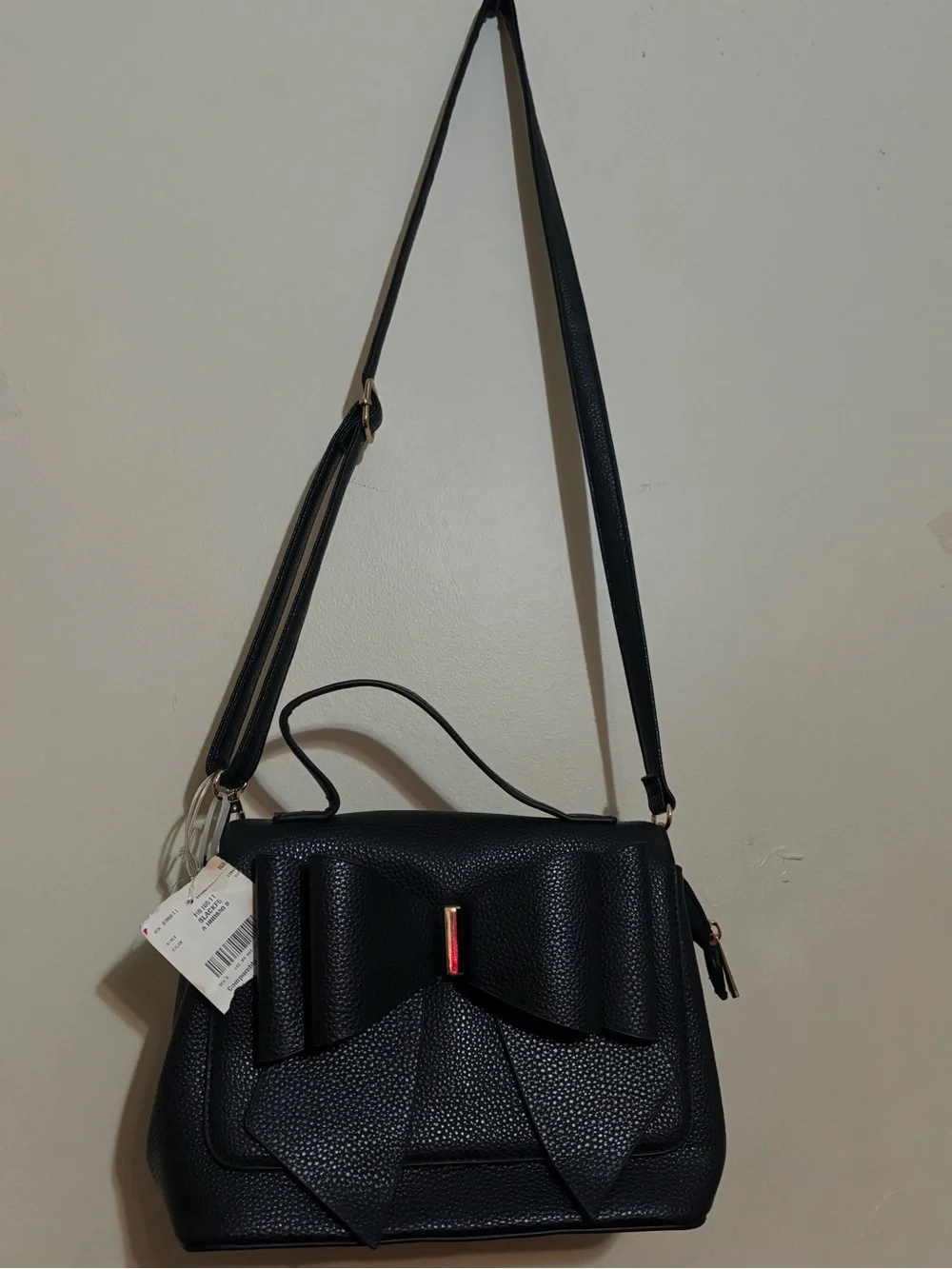 Black Bow Accent Crossbody Bag - Women